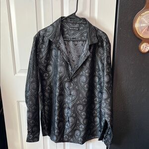 Black Paisley Lightweight Shirt Jacket